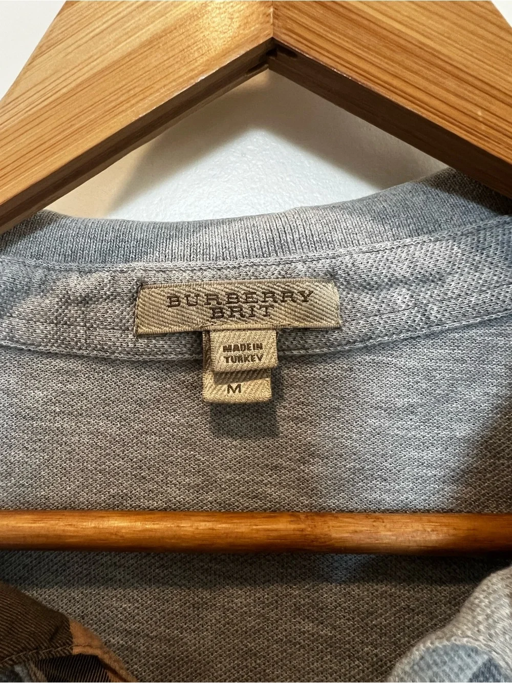 Burberry Brit Gray Polo with Burgundy Embroidered Logo